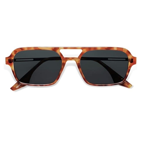 Tortoise Black Vintage Polarized Sunglasses 70s Retro Flat Narraw Rectangular - Picture 4 of 4